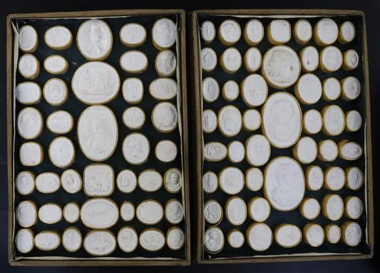 A collection of 19th century Italian plaster cameos, 18 x 25.5cm